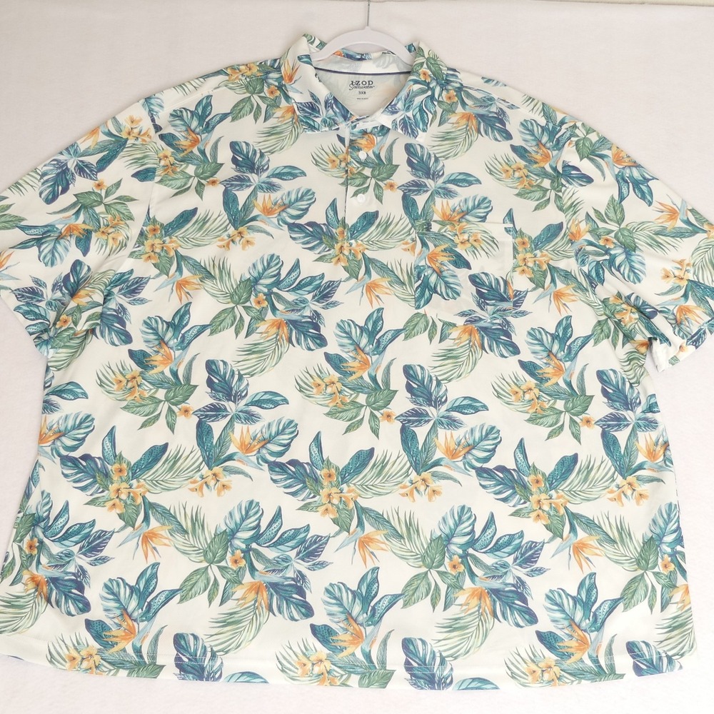 Izod Saltwater Polo Shirt Men's 3XB Floral Hawaiian‎ Print